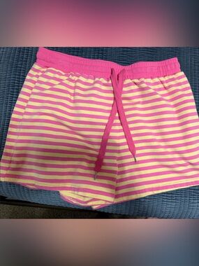 Pink and Yellow Striped Casual Shorts